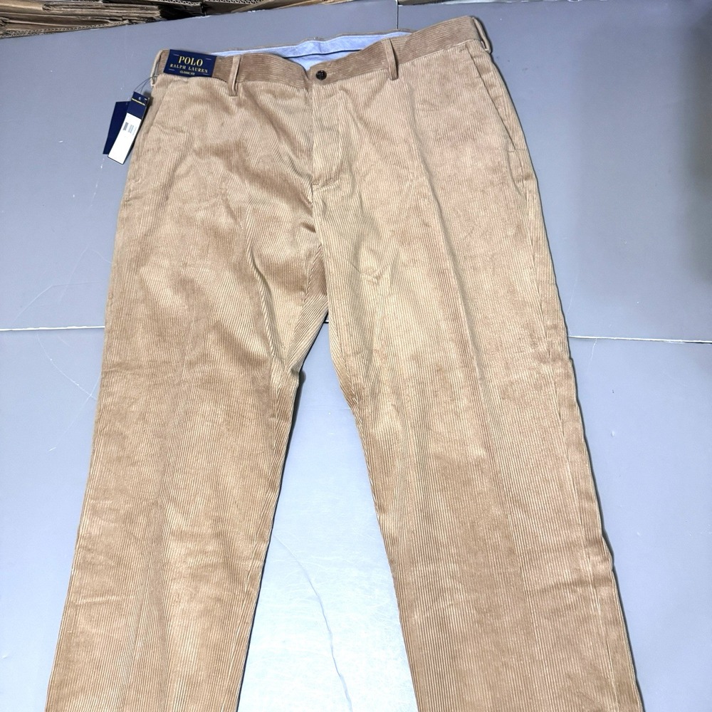 Polo Ralph Lauren Corduroy Chino Pants 38 30 Classic Fit Light Brown Khaki Beige